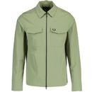 Fred Perry Zip Through Overshirt in Olive Mint M5684 X88 Front Photo