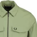Fred Perry Retro Zip Through Overshirt Olive Mint