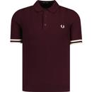Fred Perry Retro 60s Tipping Knitted Polo Oxblood