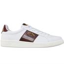 fred perry mens two tone arch branded leather tennis shoes white
