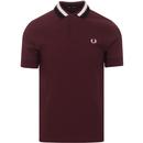 FRED PERRY Bold Tipped Textured Polo Top MAHOGANY
