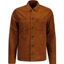 fred perry mens cord button front overshirt nut brown