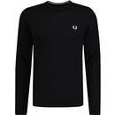 fred perry mens crew neck plain colour fitted jumper black