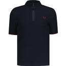fred perry mens funnel zip neck polo tshirt navy