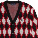 FRED PERRY 60s Mod Harlequin Argyle Cardigan