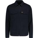 fred perry mens chest pockets heavy twill zip overshirt navy