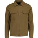 fred perry mens chest pockets heavy twill zip overshirt shaded stone