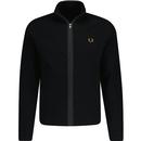 fred perry mens knitted tape zip track jacket black