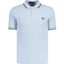 fred perry mens mod twin tipped pique polo tshirt light smoke blue