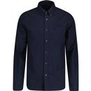 fred perry mens brushed oxford long sleeve shirt french navy