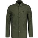 fred perry button down long sleeve oxford shirt uniform green