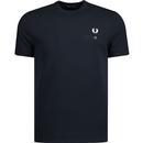 fred perry mens pocket detail pique crew neck tshirt navy