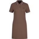fred perry womens retro twin tipped pique polo neck dress brick brown