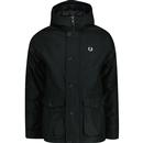 fred perry mens short cotton twill winter parka jacket night green