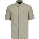 fred perry mens mod button down short sleeve oxford shirt warm grey