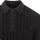 Stripe FRED PERRY Knitted S/S Polo Shirt CHARCOAL