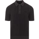 Stripe FRED PERRY Knitted S/S Polo Shirt CHARCOAL