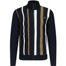 fred perry mens gradient vertical stripes knitted zip track jacket navy
