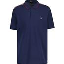 fred perry mens retro shoulder insert mod tipped pique polo tshirt carbon blue