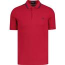 fred perry mens shoulder tape mod pique tipped polo tshirt red