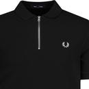 Fred Perry Quarter-Zip Waffle Texture Polo Shirt B