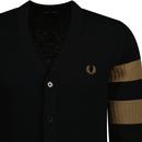 FRED PERRY Ivy League Tipped Sleeve Cardigan BLACK