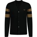 FRED PERRY Ivy League Tipped Sleeve Cardigan BLACK