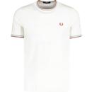 fred perry mens classic mod twin tipped crew neck tshirt ecru