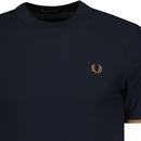 Fred Perry Retro Tipped Cuff Pique T-shirt Navy