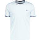 fred perry mens M1588 mod twin tipped pique tshirt light ice blue