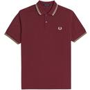 fred perry mens twin tipped pique polo tshirt aubergine rain willow