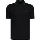 fred perry mens twin tipped pique polo tshirt black ivy