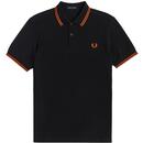 fred perry mens twin tipped pique polo tshirt black rust