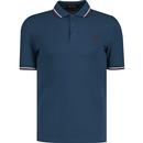 fred perry mens mod twin tipped pique polo tshirt midnight blue