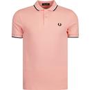 fred perry mens twin tipped piqu epolo tshirt pink white