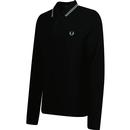 FRED PERRY Mod Long Sleeve Twin Tipped Polo -Black