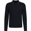 fred perry mens twin tipped long sleeve top navy brow green