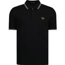 fred perry mens twin tipped pique polo tshirt black blue yellow
