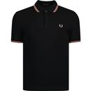 fred perry mens twin tipped pique polo tshirt black pink