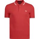 fred perry mens twin tipped pique polo tshirt washed red white