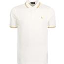 fred perry mens twin tipped pique polo tshirt snow white gold