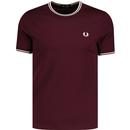 fred perry mens twin tipped pique tshirt oxblood red