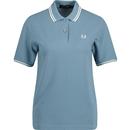 fred perry womens twin tipped pique polo tshirt ash blue