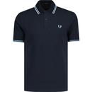 fred perry mens twin tipped pique polo tshirt navy baby blue