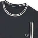 FRED PERRY Retro Mod Twin Tipped Crew Tee GRAPHITE