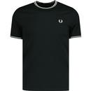 fred perry mens plain coloured twin tipped cotton tshirt night green