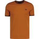 fred perry mens retro mod twin tipped tshirt nut flake brown