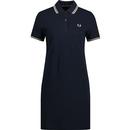 fred perry womens twin tipped pique polo neck dress navy