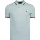 fred perry mens twin tipped pique polo tshirt silver blue black