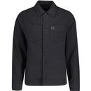 fred perry mens wool blend button front overshirt charcoal marl